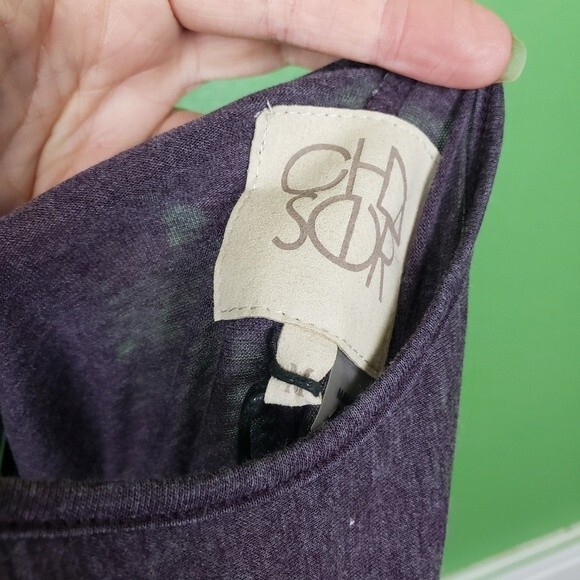 Chaser Purple Twisted Key Hole Long Sleeve Open Back Shirt Size Medium - Picture 5 of 11